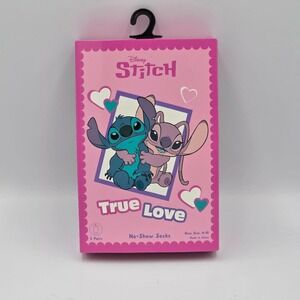 Disney Stitch Valentine True Love No-Show Socks Gift Set 2-Pairs Shoe Size 4-10
